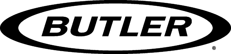 A green and black logo for butler.
